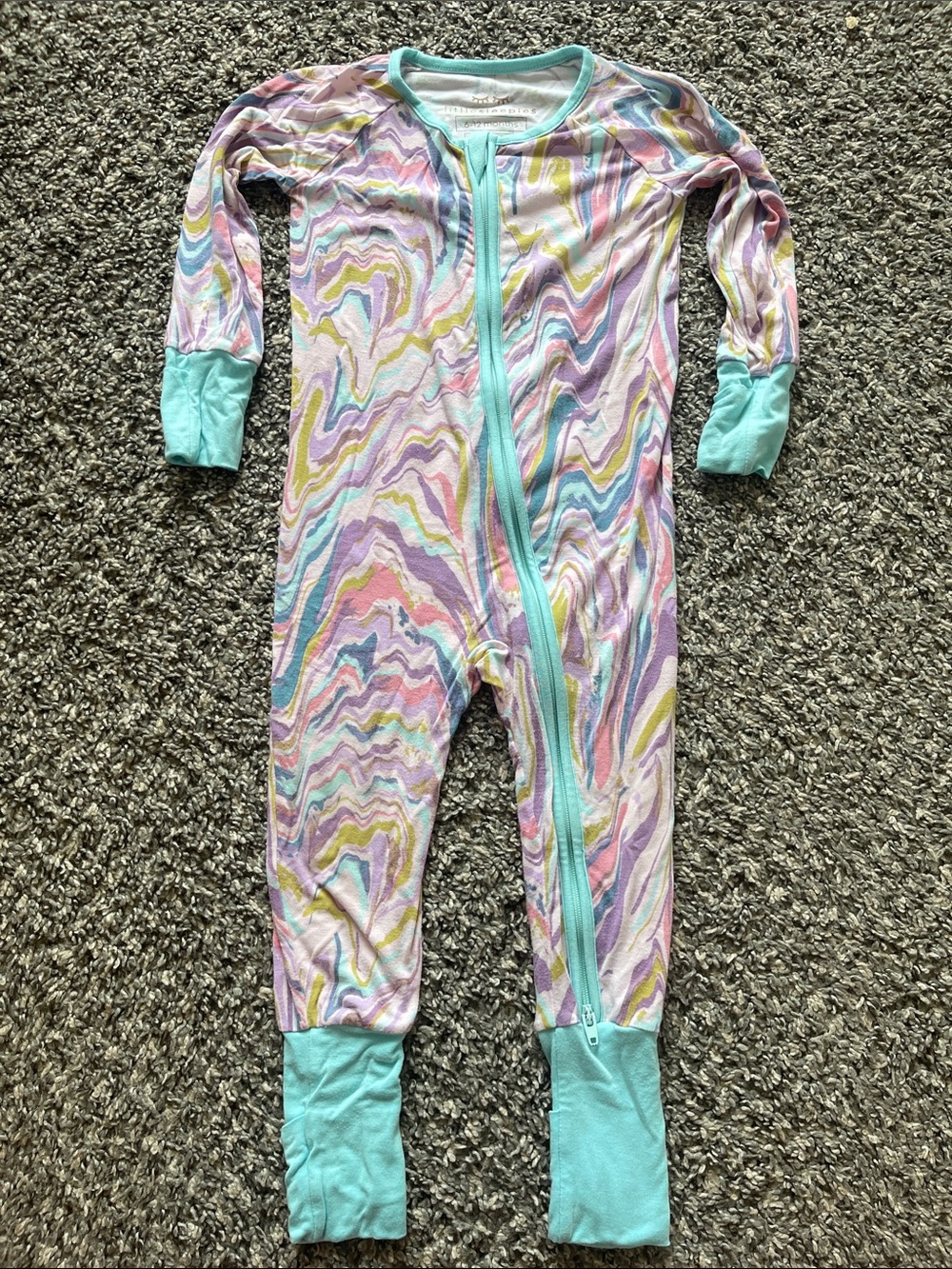 Little Sleepies Pastel Marble Print One-Piece Pajamas - Size 6-12 months